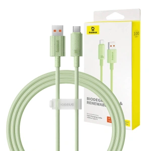 Kabel Baseus USB-A / USB-C Habitat Series 100W, PD, 1m (zielony)