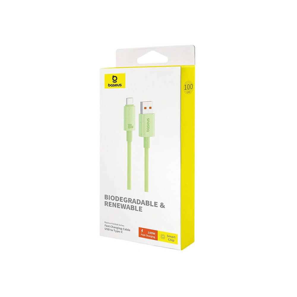 Hurtownia GSM - Kabel Baseus USB-A / USB-C Habitat Series 100W, PD, 1m (zelený) - BSU4668 - {ean13} - Hurt
