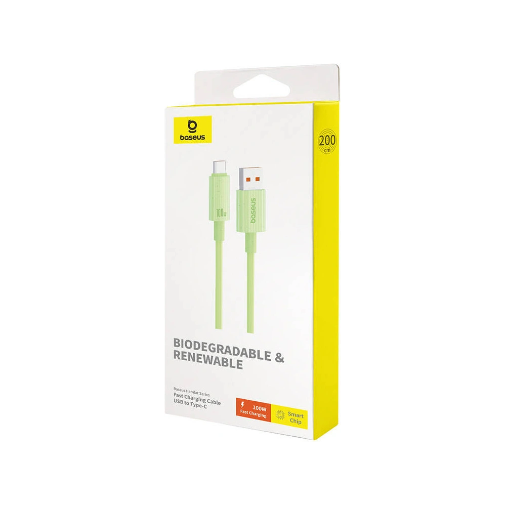 Hurtownia GSM - Kabel Baseus USB-A / USB-C Habitat Series 100W, PD, 2m (zelený) - BSU4669 - {ean13} - Hurt