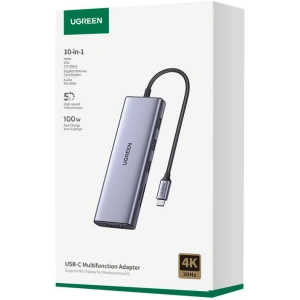 Hurtownia GSM - HUB UGREEN CM498 adapter 10w1 USB-C / 3xUSB-A 3.0, HDMI, VGA, RJ45, SD/TF, AUX3.5mm, PD - UGR1712 - {ean13} - Hurt