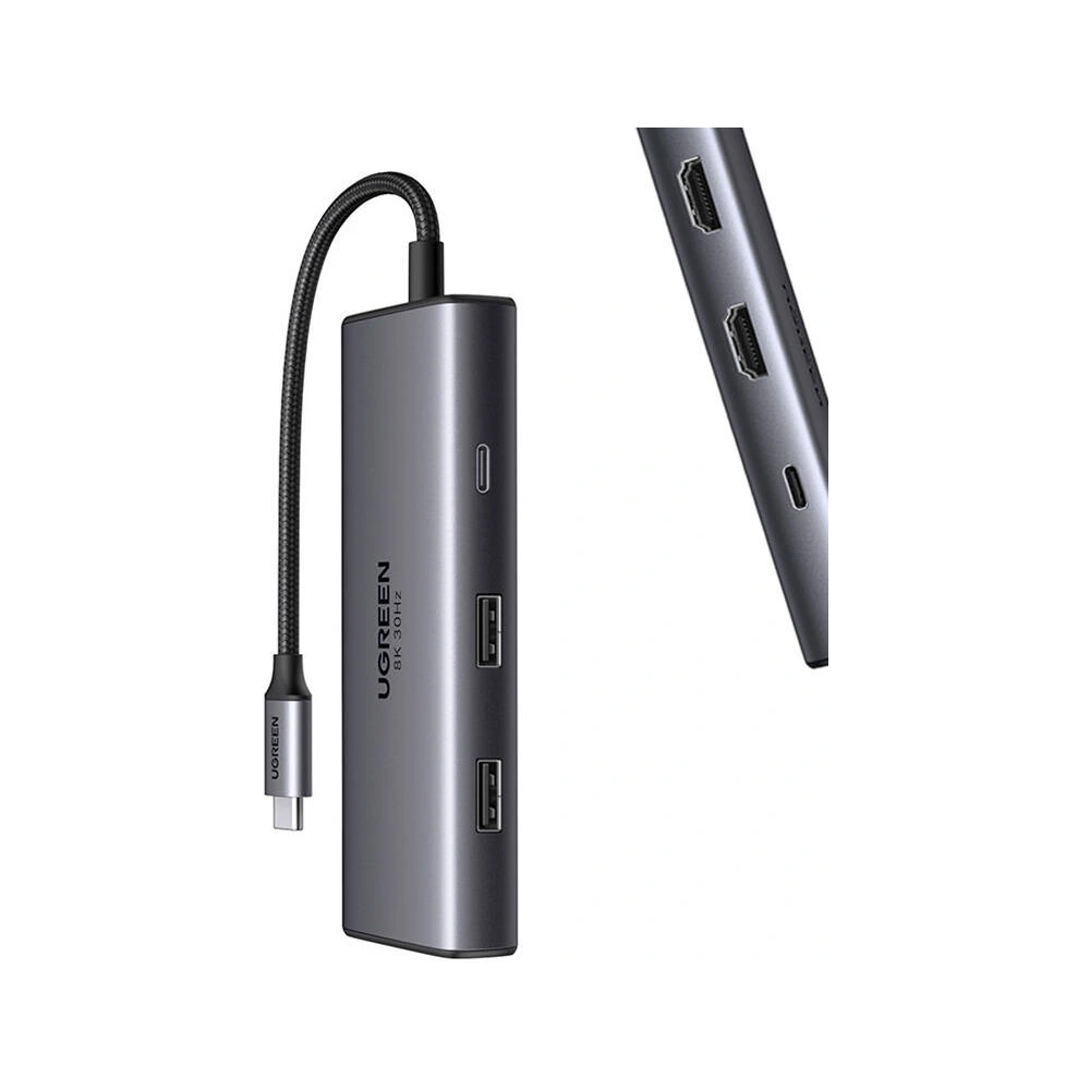 Hurtownia GSM - HUB UGREEN CM498 adaptér 6v1 USB-C / 2x USB-A 3.0, USB-C 3.0, 2xHDMI, PD - UGR1714 - {ean13} - Hurt