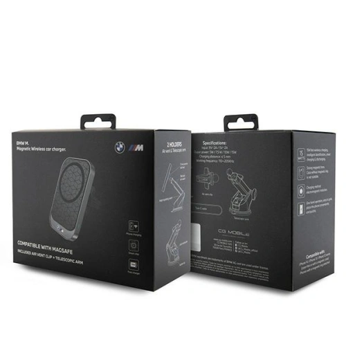 Uchwyt samochodowy BMW BMMWCCMPGPK 15W na kokpit / do szyby / do kratki nawiewu czarny/black MagSafe M Edition