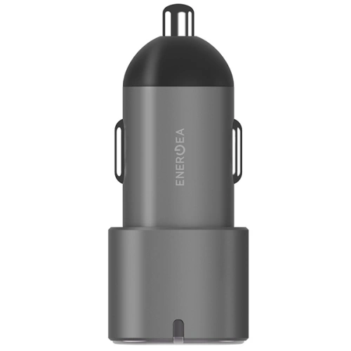 Ładowarka samochodowa ENERGEA Alu Drive D60 2xUSB-C, PD, PPS, 66W stalowy/gunmetal