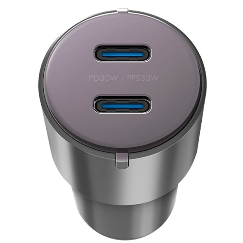 Ładowarka samochodowa ENERGEA Alu Drive D60 2xUSB-C, PD, PPS, 66W stalowy/gunmetal