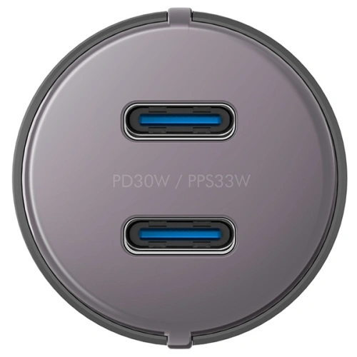 Ładowarka samochodowa ENERGEA Alu Drive D60 2xUSB-C, PD, PPS, 66W stalowy/gunmetal