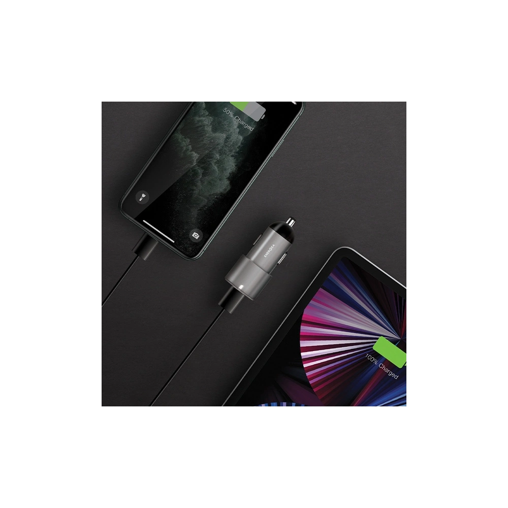 Hurtownia GSM - Automobilová nabíječka ENERGEA Alu Drive D60 2xUSB-C, PD, PPS, 66W ocelová/gunmetal - ENG111 - {ean13} - Hurt