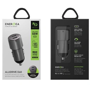 Hurtownia GSM - Automobilová nabíječka ENERGEA Alu Drive D60 2xUSB-C, PD, PPS, 66W ocelová/gunmetal - ENG111 - {ean13} - Hurt