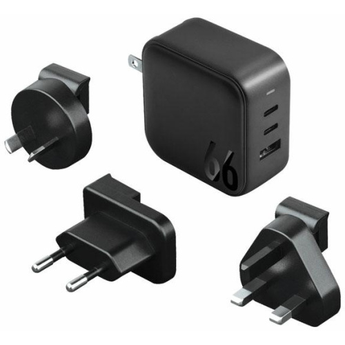 Energea Distributor - 6957879424878 - ENG112 - ENERGEA US+EU Travelite GAN66 USB-A, 2xUSB-C, PD, PPS, QC 3.0, 66W black wall charger - B2B homescreen