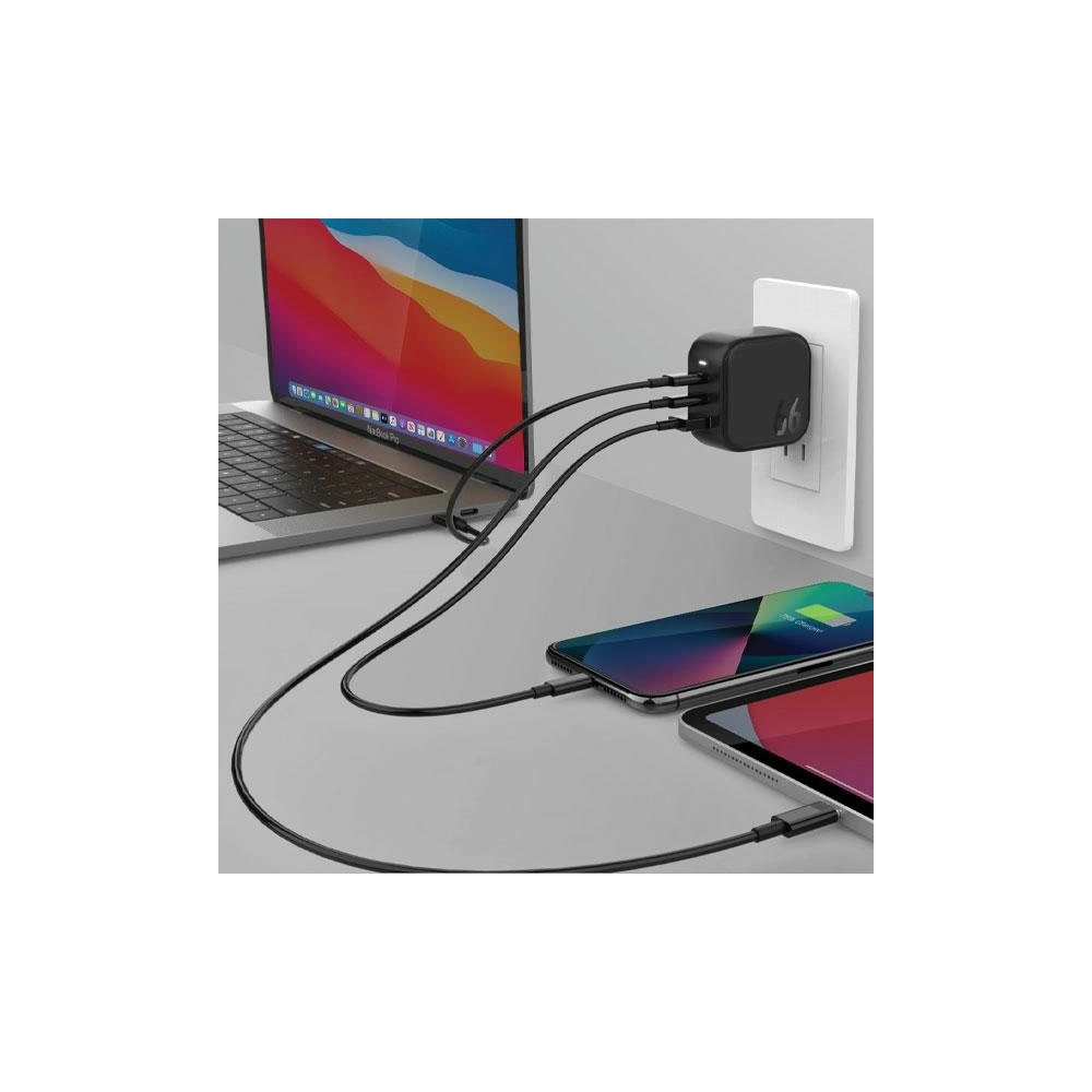 Hurtownia GSM - ENERGEA US+EU Travelite GAN66 USB-A, 2xUSB-C, PD, PPS, QC 3.0, 66W fekete hálózati töltő - ENG112 - {ean13} - Hurt