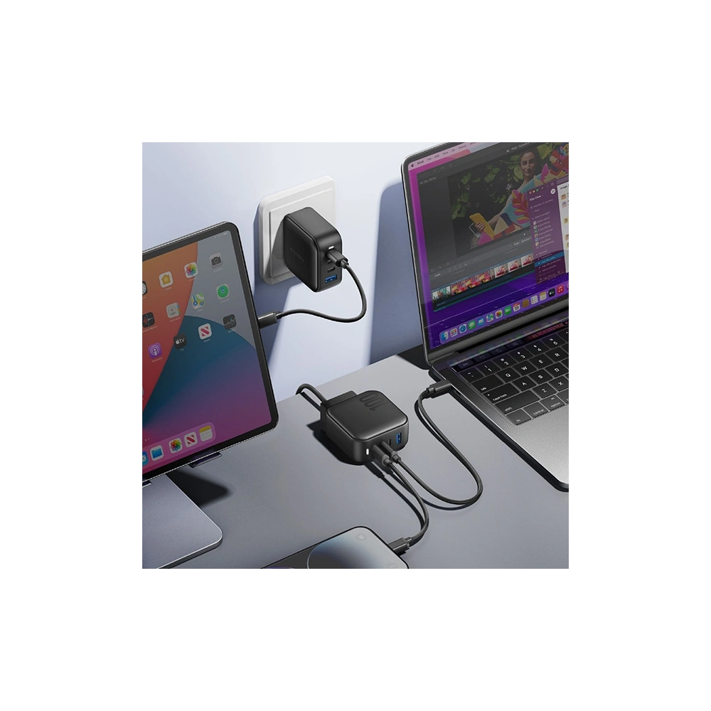 Hurtownia GSM - ENERGEA US+EU Travelite GAN100 USB-A hálózati töltő, 3xUSB-C, PD, PPS, QC 3.0, 100W fekete - ENG113 - {ean13} - Hurt
