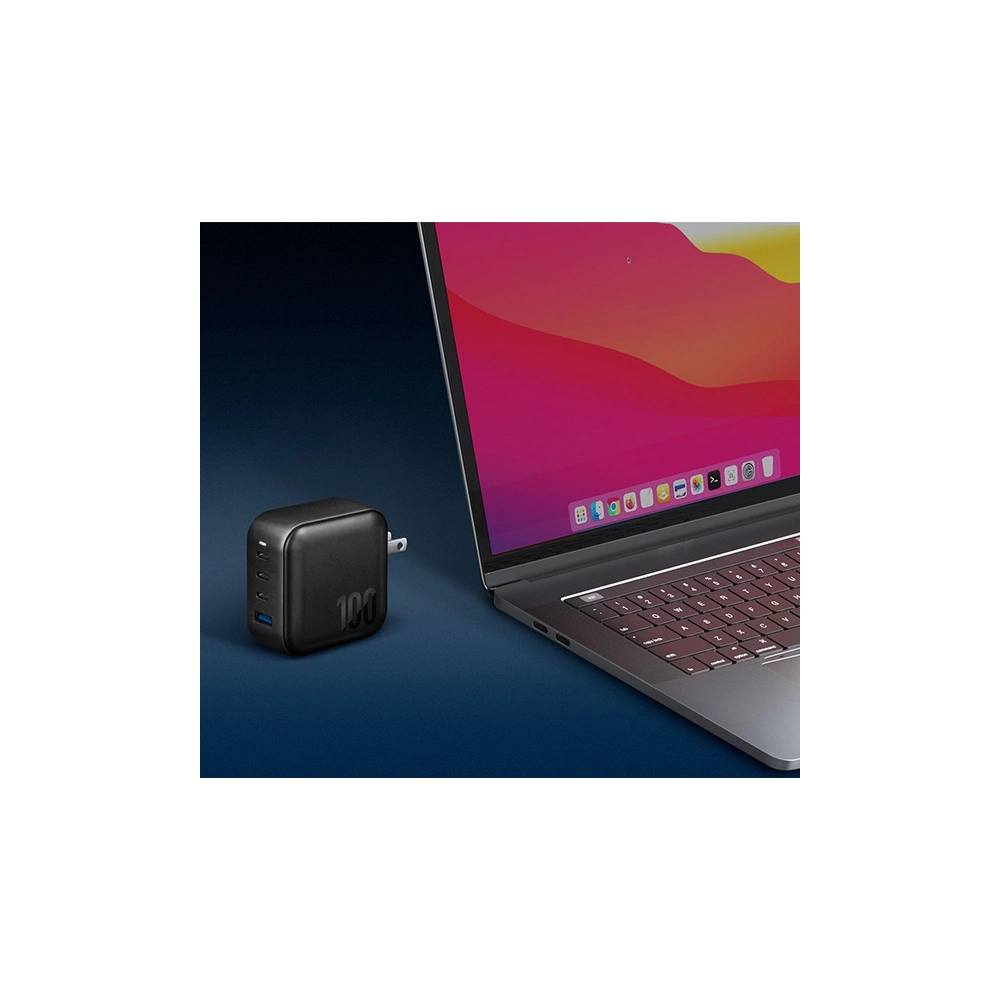 Hurtownia GSM - ENERGEA US+EU Travelite GAN100 USB-A hálózati töltő, 3xUSB-C, PD, PPS, QC 3.0, 100W fekete - ENG113 - {ean13} - Hurt