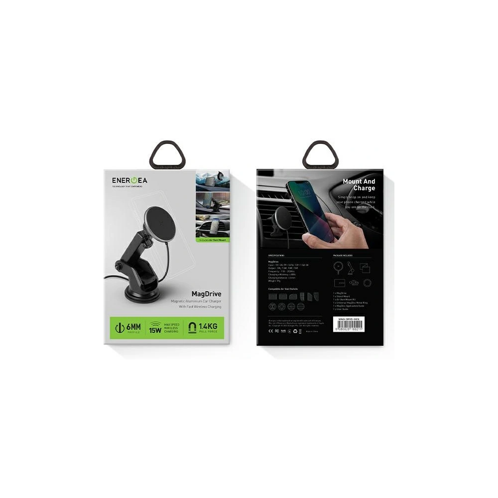 Hurtownia GSM - Auto-Halterung mit induktiver Ladestation ENERGEA MagDrive für das Armaturenbrett / für die Lüftungsgitter schwarz/black MagSafe - ENG115 - {ean13} - Hurt