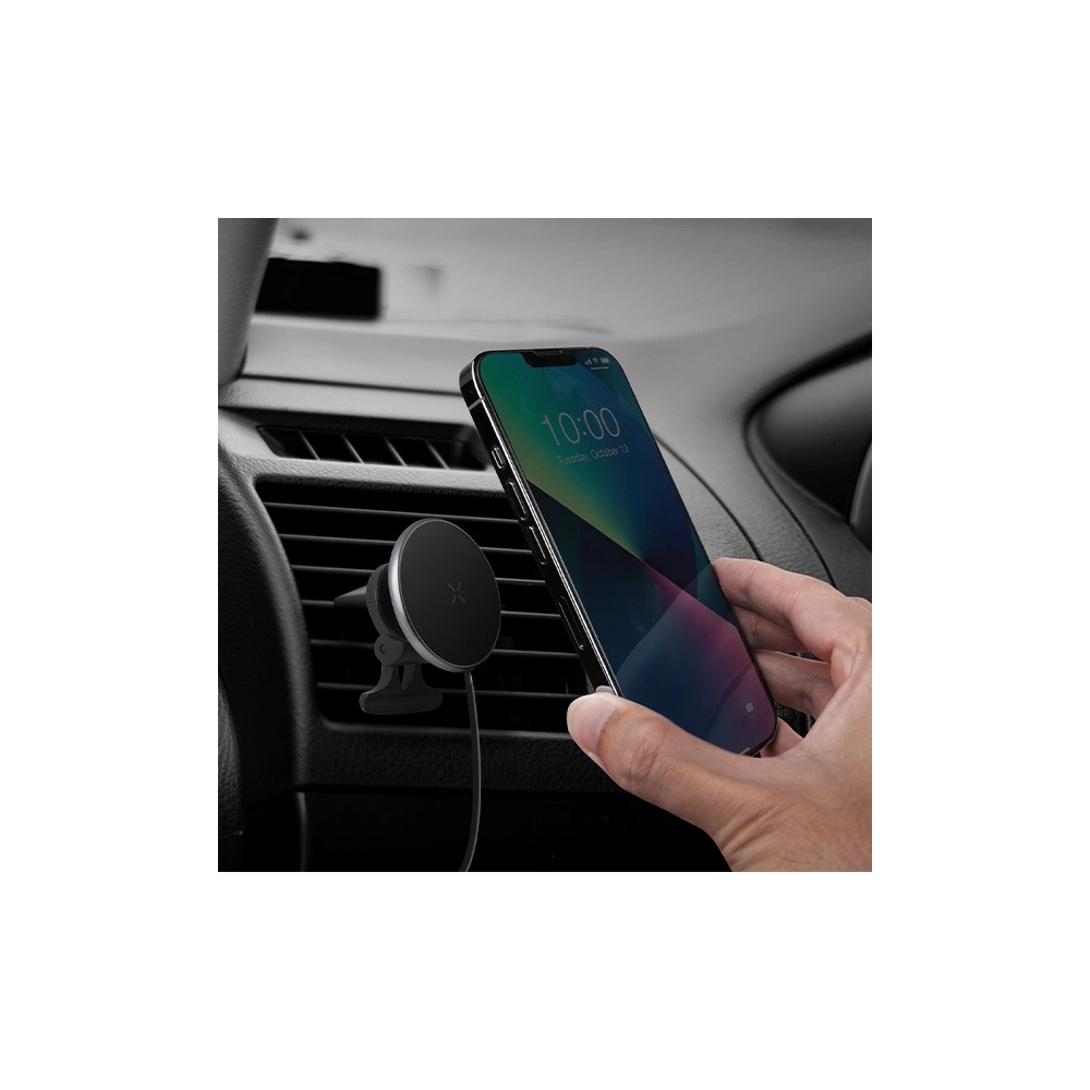 Hurtownia GSM - Suport auto cu încărcător inductiv ENERGEA MagDrive cu suport pentru cană pentru grila de ventilație negru/black MagSafe - ENG116 - {ean13} - Hurt