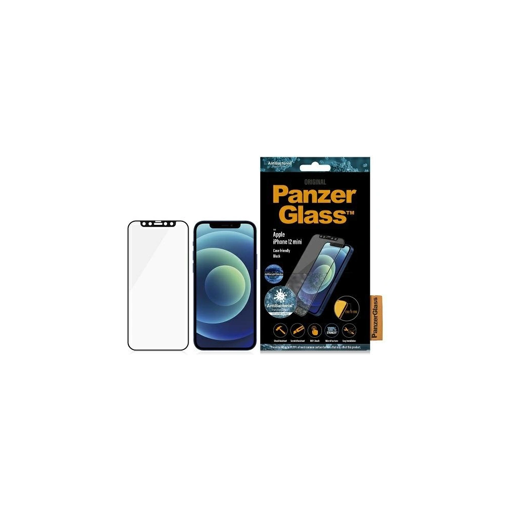 Hurtownia GSM - Edzett üveg PanzerGlass E2E Anti-Bluelight Apple iPhone 12 Mini Case Friendly Antibakteriális Mikrotörés fekete - PZG497 - {ean13} - Hurt