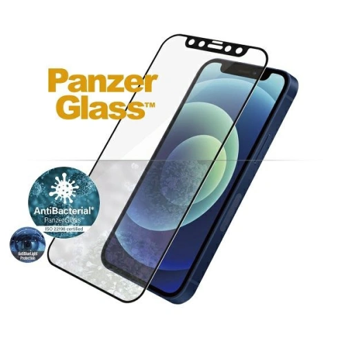Szkło hartowane PanzerGlass E2E Anti-Bluelight Apple iPhone 12 Mini Case Friendly AntiBacterial Microfracture czarne