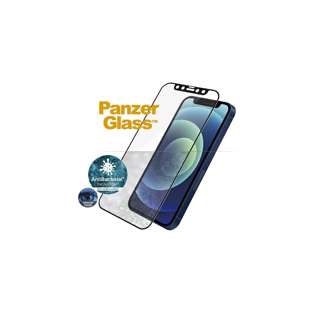 Hurtownia GSM - Edzett üveg PanzerGlass E2E Anti-Bluelight Apple iPhone 12 Mini Case Friendly Antibakteriális Mikrotörés fekete - PZG497 - {ean13} - Hurt