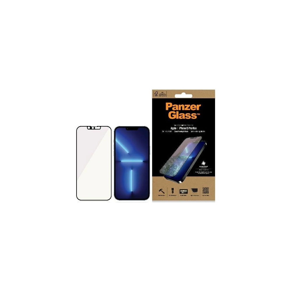 Hurtownia GSM - Szkło hartowane PanzerGlass E2E Anti-Bluelight Apple iPhone 13 Pro Max Case Friendly AntiBacterial MicroFracture czarne - PZG498 - {ean13} - Hurt