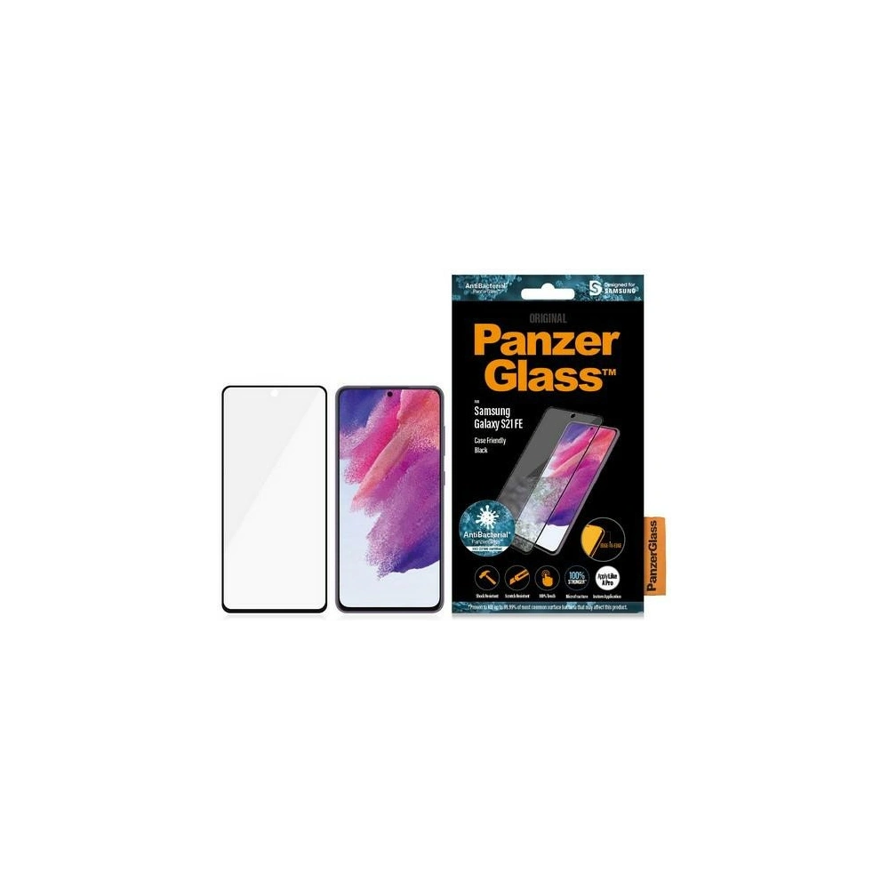 Hurtownia GSM - Edzett üveg PanzerGlass E2E Mikrotörés Samsung Galaxy S21 FE Case Friendly Ujjlenyomat AntiBakteriális fekete - PZG503 - {ean13} - Hurt