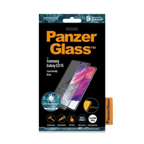 Szkło hartowane PanzerGlass E2E Microfracture Samsung Galaxy S21 FE Case Friendly Finger Print AntiBacterial czarne