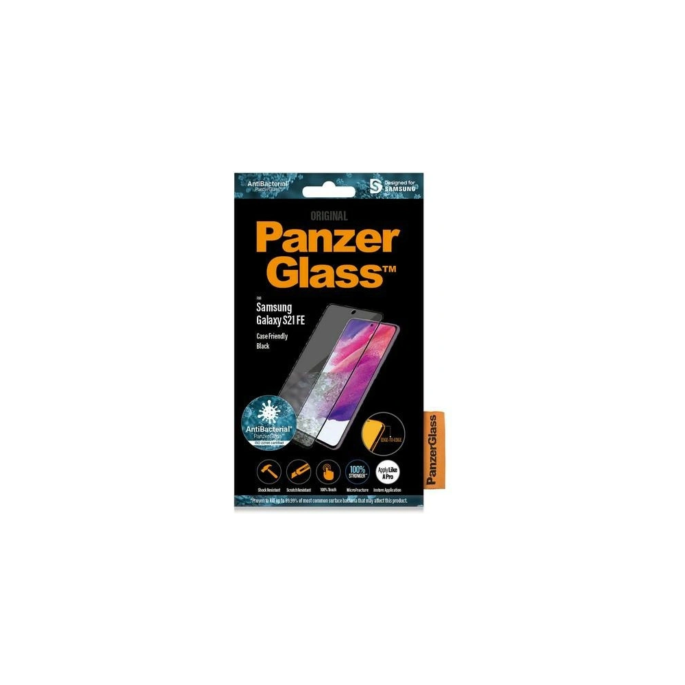 Hurtownia GSM - Edzett üveg PanzerGlass E2E Mikrotörés Samsung Galaxy S21 FE Case Friendly Ujjlenyomat AntiBakteriális fekete - PZG503 - {ean13} - Hurt