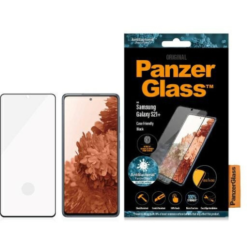 Hurtownia PanzerGlass - 5711724872570 - PZG504 - Szkło hartowane PanzerGlass E2E Microfracture Samsung Galaxy S21+ Plus Case Friendly Finger Print AntiBacterial czarne - B2B homescreen