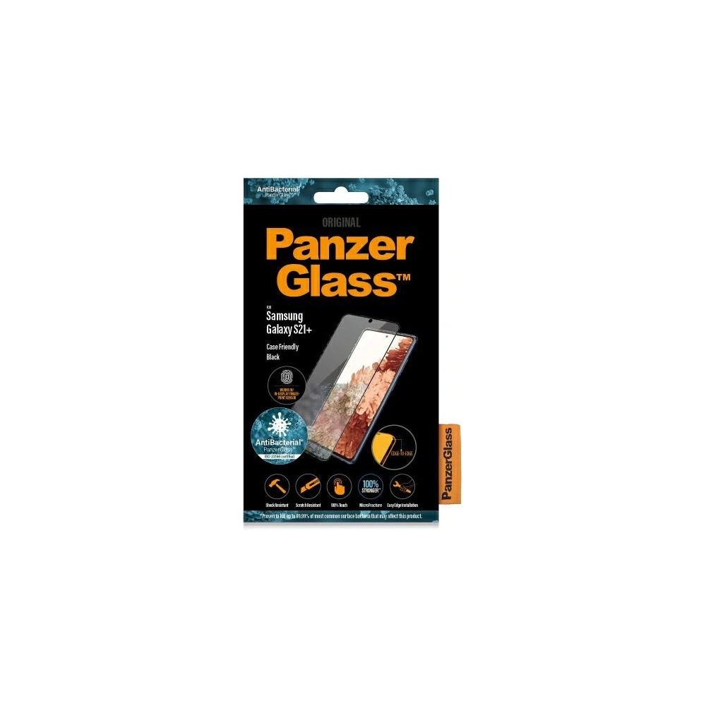 Hurtownia GSM - Sticlă securizată PanzerGlass E2E Microfracture Samsung Galaxy S21+ Plus Case Friendly Finger Print AntiBacterial neagră - PZG504 - {ean13} - Hurt