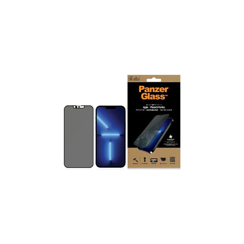 Hurtownia GSM - Szkło hartowane PanzerGlass E2E Privacy Apple iPhone 13 Pro Max Case Friendly Microfracture AntiBacterial czarne - PZG505 - {ean13} - Hurt