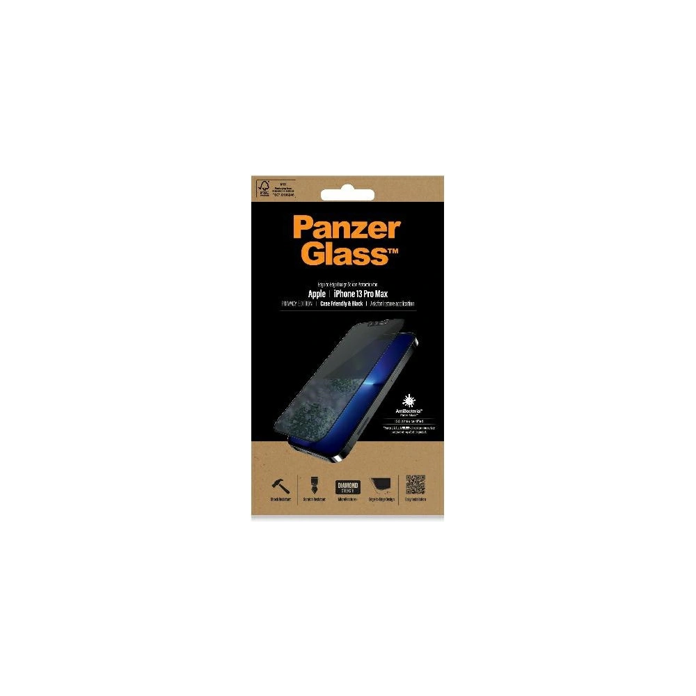 Hurtownia GSM - Szkło hartowane PanzerGlass E2E Privacy Apple iPhone 13 Pro Max Case Friendly Microfracture AntiBacterial czarne - PZG505 - {ean13} - Hurt