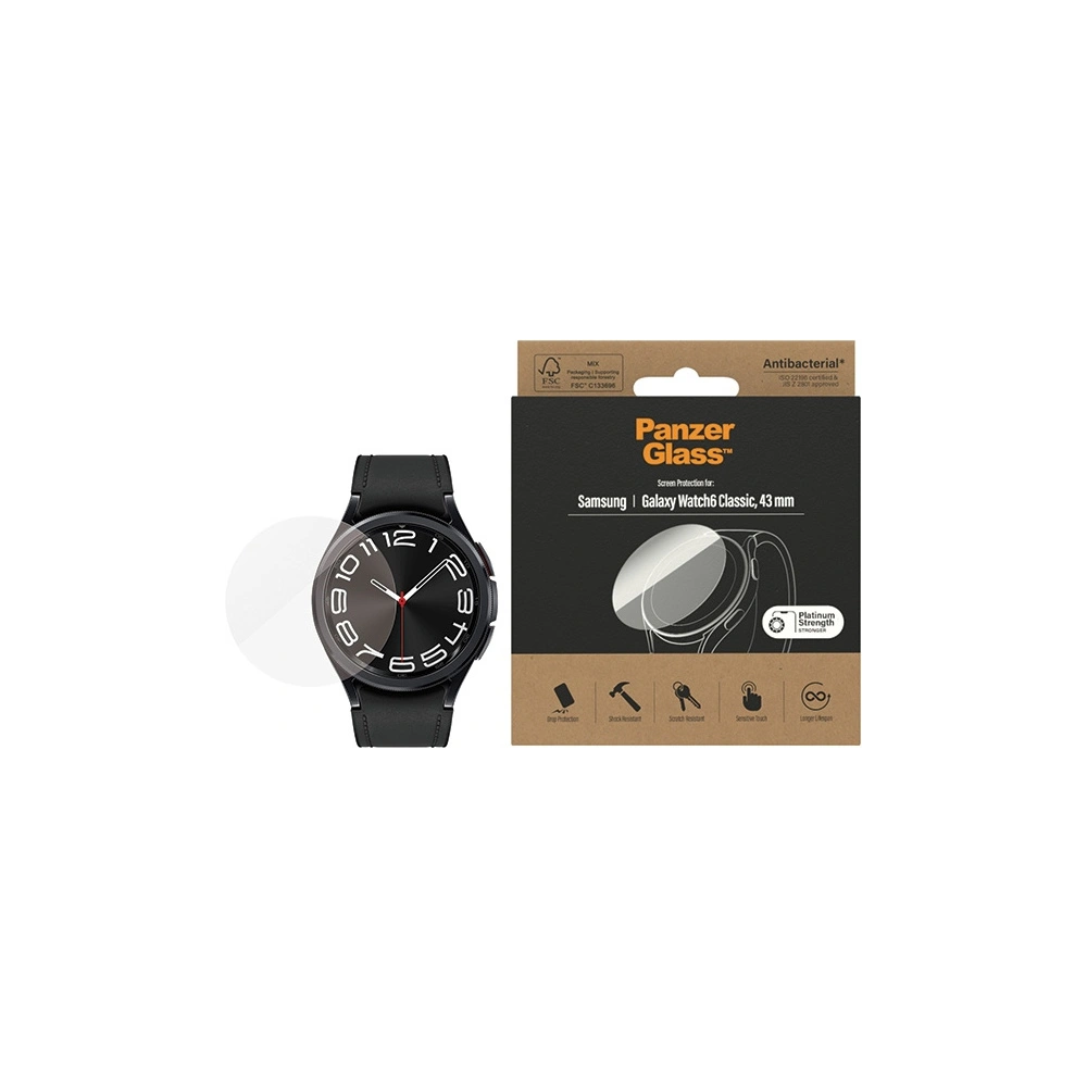 Hurtownia GSM - Tvrzené sklo PanzerGlass Samsung Galaxy Watch6 Classic 43mm Ochrana displeje Antibakteriální - PZG516 - {ean13} - Hurt