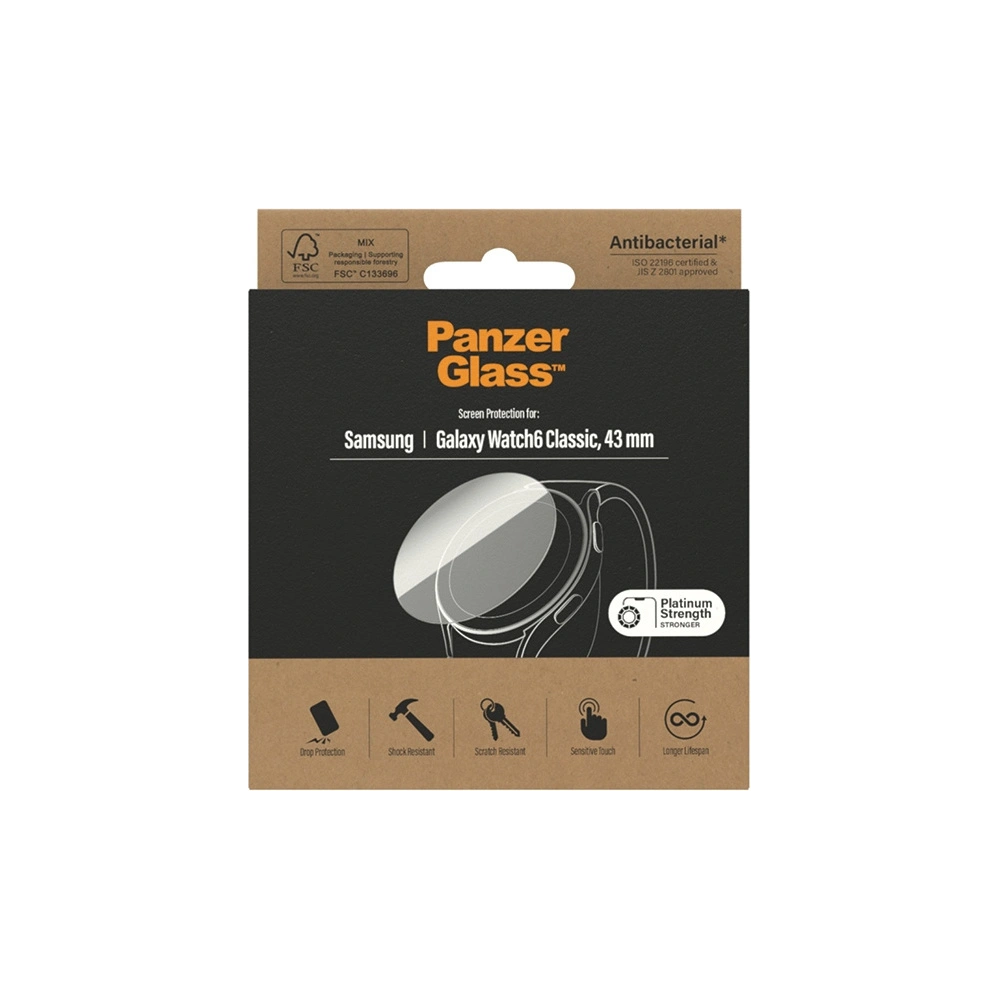 Hurtownia GSM - Tvrzené sklo PanzerGlass Samsung Galaxy Watch6 Classic 43mm Ochrana displeje Antibakteriální - PZG516 - {ean13} - Hurt