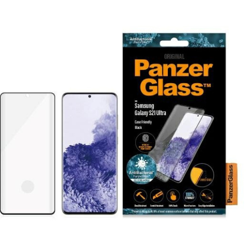 PanzerGlass Distributor - 5711724872587 - PZG519 - PanzerGlass Pro E2E Microfracture Samsung Galaxy S21 Ultra Case Friendly Finger Print AntiBacterial black - B2B homescreen