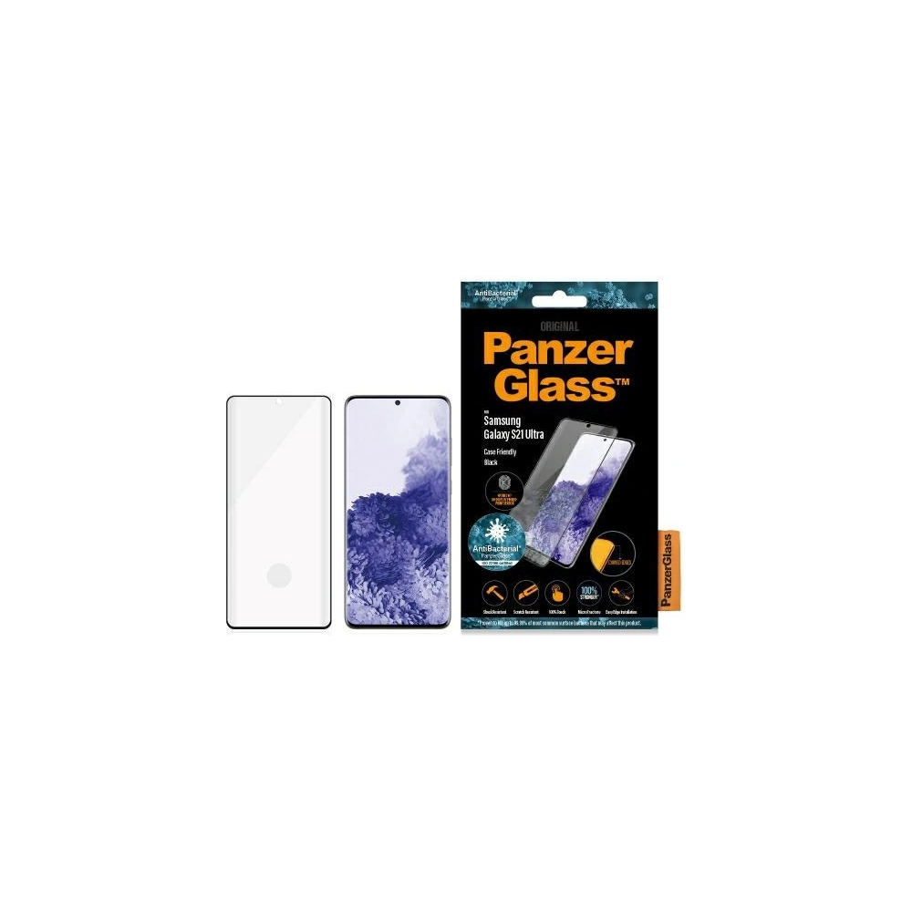Wholesale PanzerGlass Pro E2E Microfracture Samsung Galaxy S21 Ultra Case Friendly Finger Print AntiBacterial black - PZG519 - {ean13} - Hurt