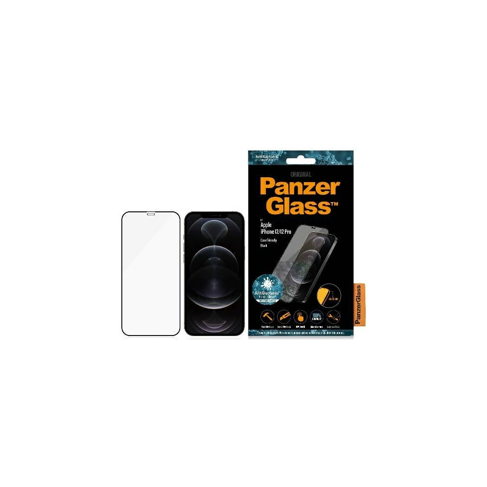 Wholesale PanzerGlass Pro E2E Super+ Apple iPhone 12 / 12 Pro Case Friendly AntiBacterial MicroFracture black - PZG521 - {ean13} - Hurt