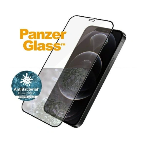 Szkło hartowane PanzerGlass Pro E2E Super+ Apple iPhone 12 / 12 Pro Case Friendly AntiBacterial MicroFracture czarne