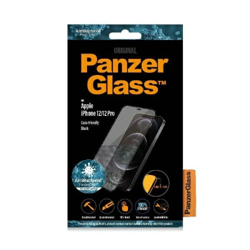 Szkło hartowane PanzerGlass Pro E2E Super+ Apple iPhone 12 / 12 Pro Case Friendly AntiBacterial MicroFracture czarne