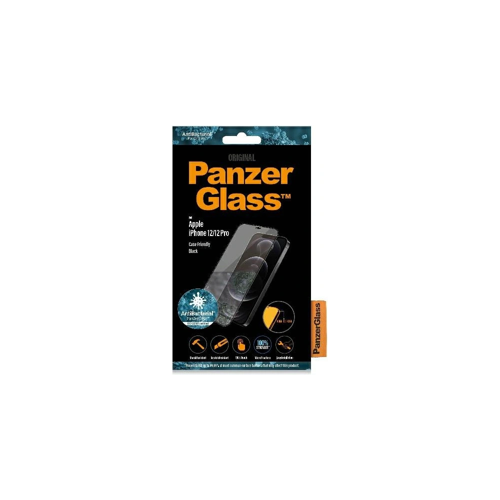 Wholesale PanzerGlass Pro E2E Super+ Apple iPhone 12 / 12 Pro Case Friendly AntiBacterial MicroFracture black - PZG521 - {ean13} - Hurt