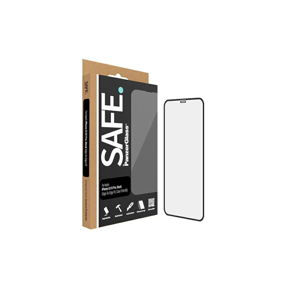 Hurtownia GSM - Edzett üveg SAFE by PanzerGlass Apple iPhone 12 / 12 Pro Képernyővédő Edge-to-Edge fekete - PZG537 - {ean13} - Hurt