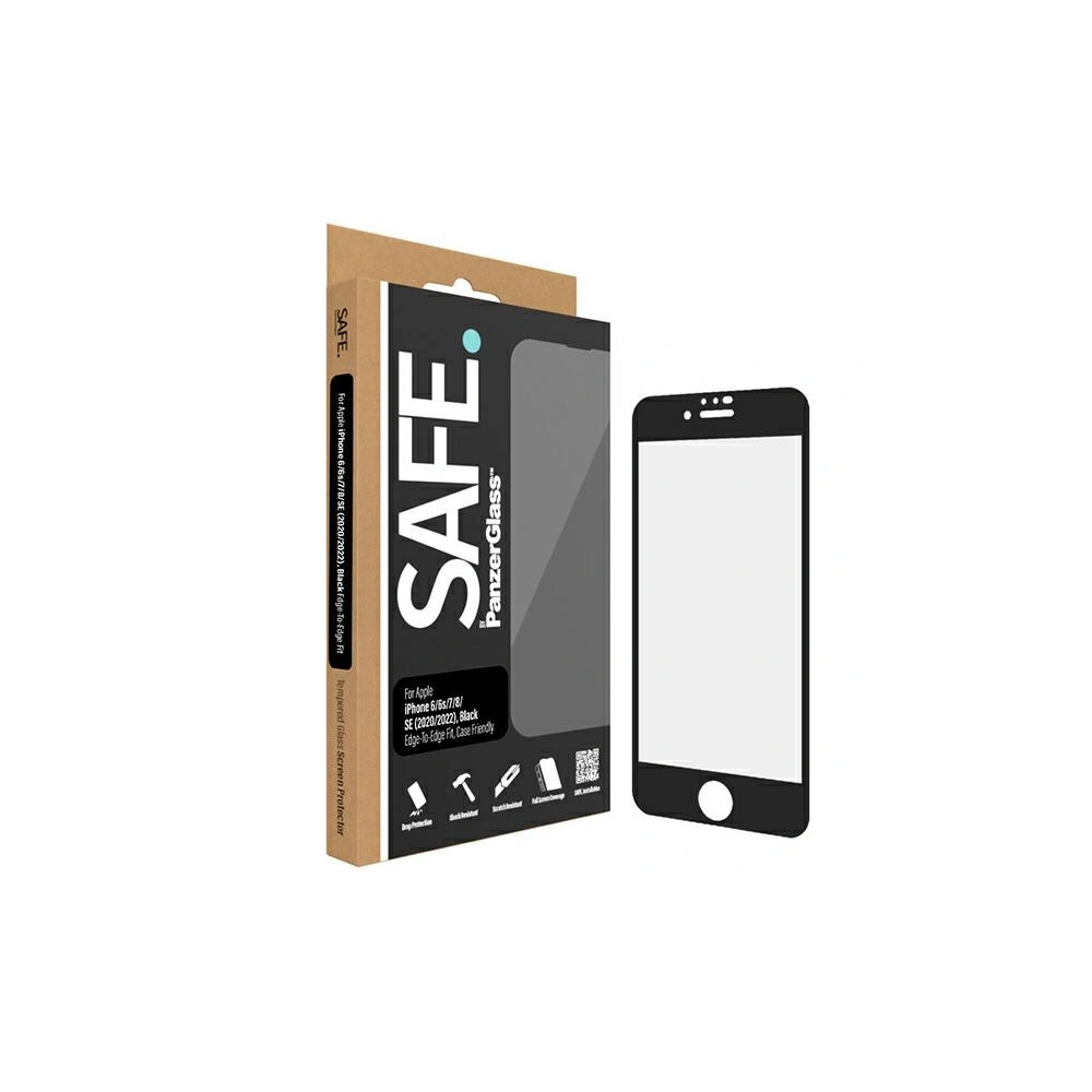 Hurtownia GSM - Edzett üveg SAFE by PanzerGlass Apple iPhone 7 / 8 / SE / SE 2022 képernyővédő Edge-to-Edge fekete - PZG542 - {ean13} - Hurt