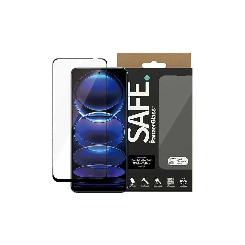 Hurtownia GSM - Szkło hartowane SAFE by PanzerGlass Xiaomi Redmi Note 12 4G / 12 5G / Poco X5 Screen Protection Ultra-Wide Fit czarne - PZG556 - {ean13} - Hurt