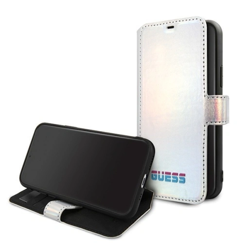 Etui Guess GUFLBKN58BLD Apple iPhone 11 Pro srebrny/silver book Iridescent