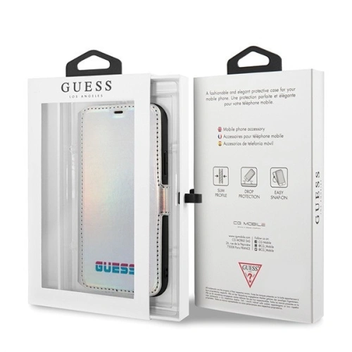 Etui Guess GUFLBKN65BLD Apple iPhone 11 Pro Max srebrny/silver book Iridescent