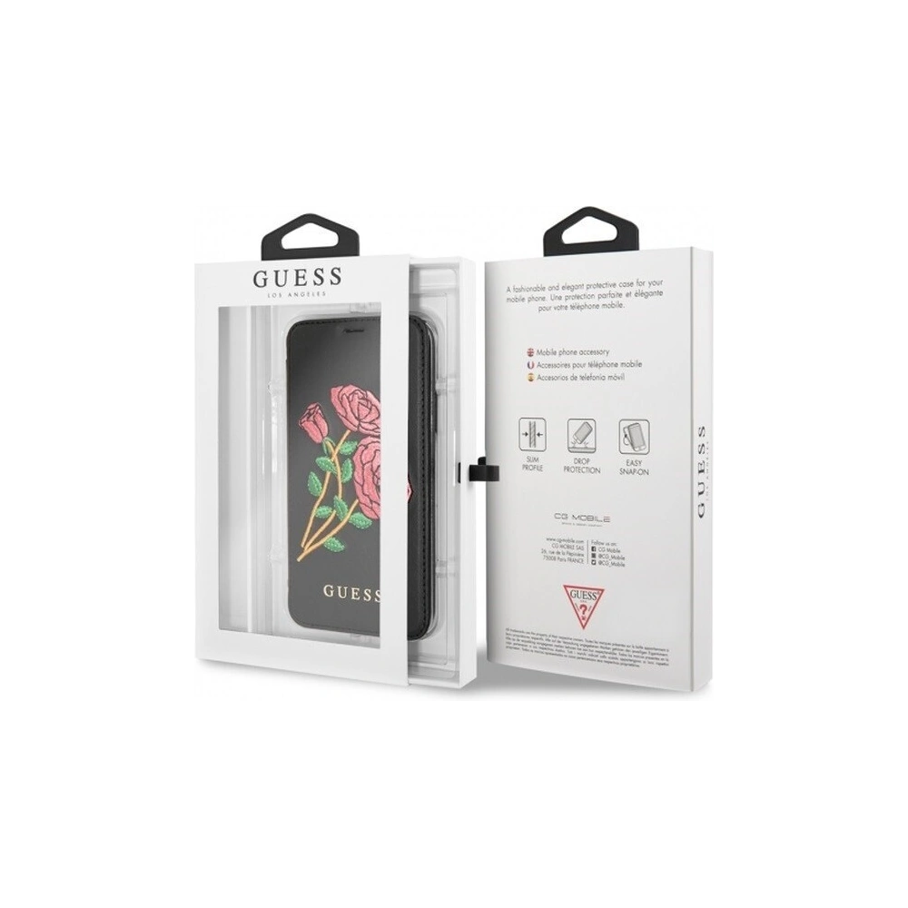 Hurtownia GSM - Etui Guess GUFLBKPXEROBK Apple iPhone X černé/kniha Flower Desire - GUE023BLK - {ean13} - Hurt