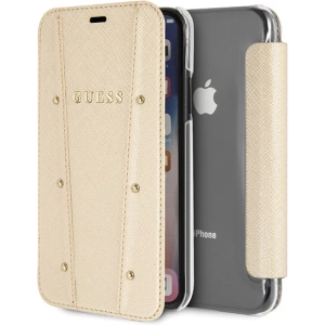 Hurtownia GSM - Etui Guess GUFLBKPXKAILGO Apple iPhone X / XS book Kaia Saffiano auriu/gold - GUE2980 - {ean13} - Hurt