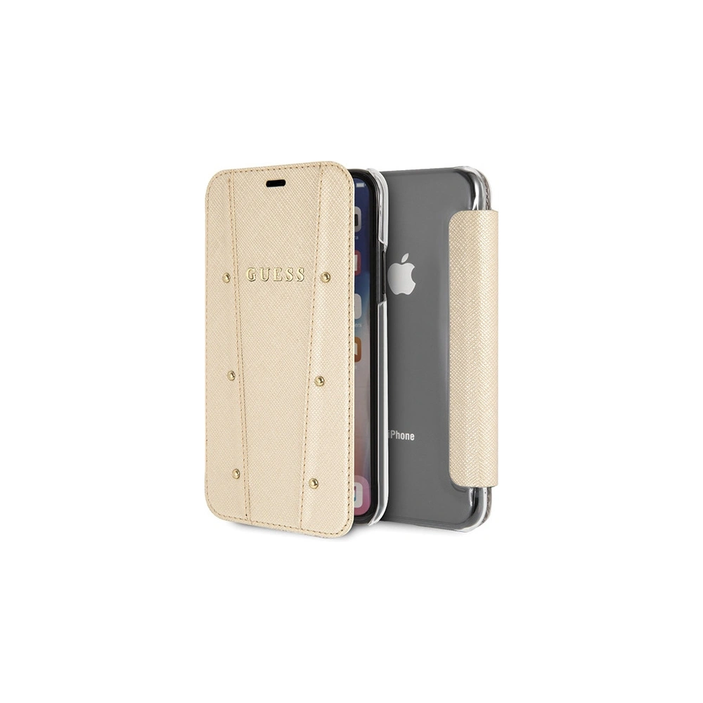 Hurtownia GSM - Etui Guess GUFLBKPXKAILGO Apple iPhone X / XS book Kaia Saffiano auriu/gold - GUE2980 - {ean13} - Hurt