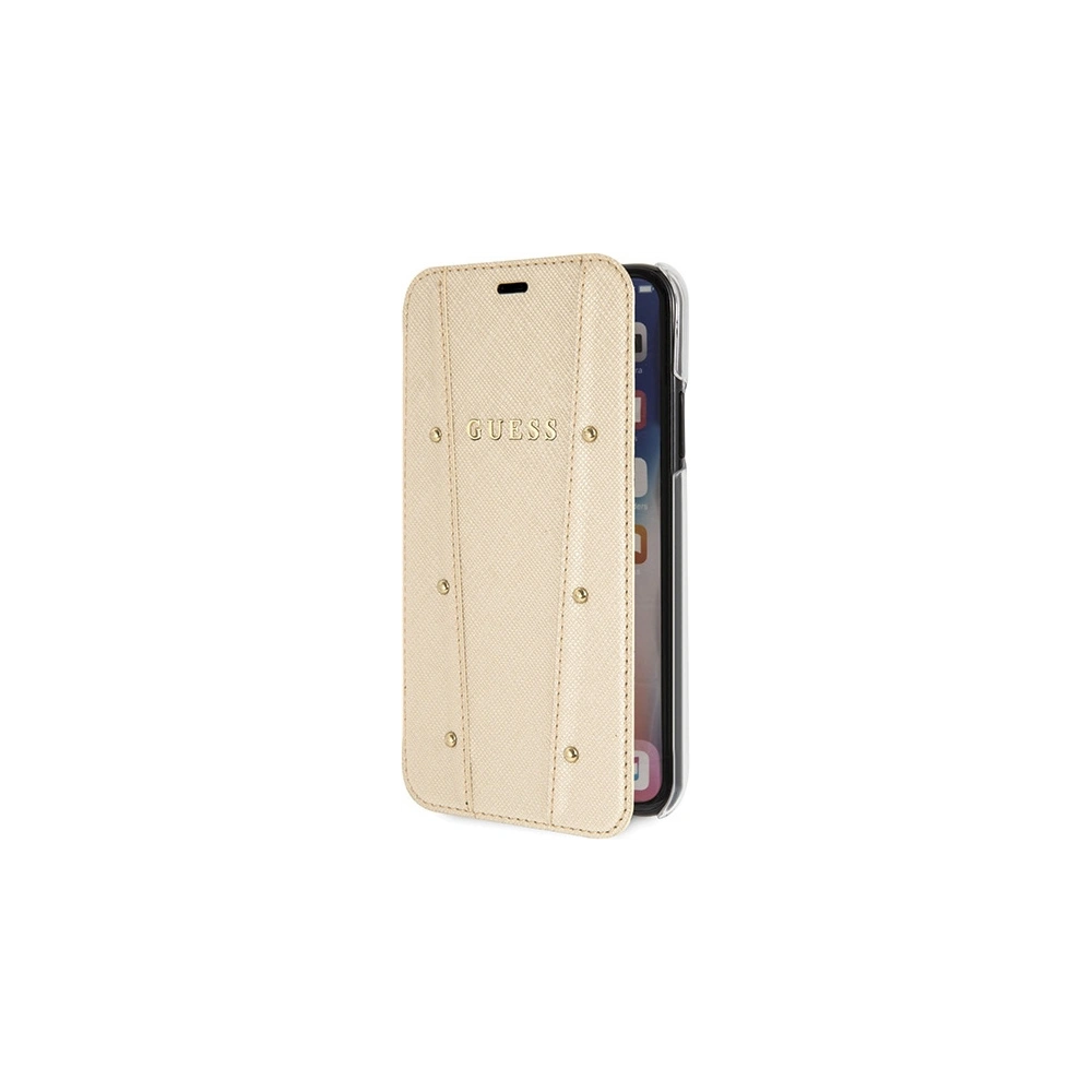Hurtownia GSM - Etui Guess GUFLBKPXKAILGO Apple iPhone X / XS book Kaia Saffiano auriu/gold - GUE2980 - {ean13} - Hurt