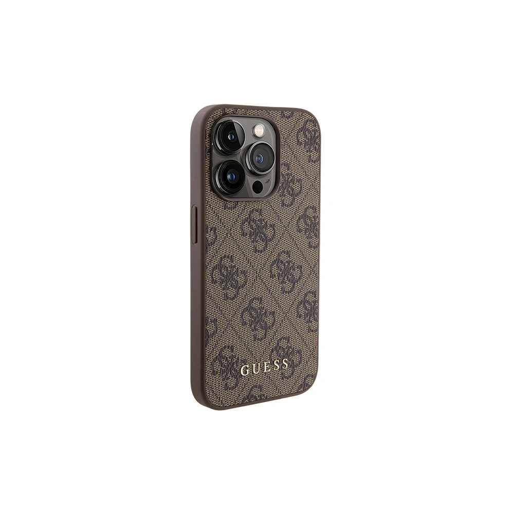 Hurtownia GSM - Etui Guess GUHCP15LG4GFBR Apple iPhone 15 Pro tvrdý kryt 4G Metal Gold Logo hnědý/brown - GUE2981 - {ean13} - Hurt