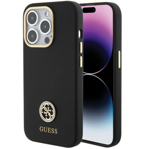 Guess Distributor - 3666339148508 - GUE2982 - Guess GUHCP15LM4DGPK Apple iPhone 15 Pro hardcase Silicone Logo Strass 4G black - B2B homescreen