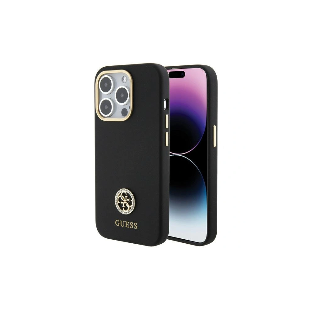 Hurtownia GSM - Etui Guess GUHCP15LM4DGPK Apple iPhone 15 Pro hardcase silikonové logo strass 4G černé/black - GUE2982 - {ean13} - Hurt