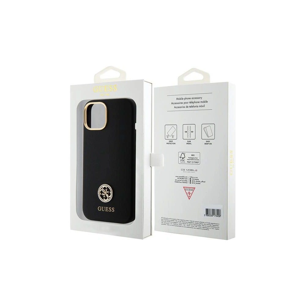 Hurtownia GSM - Etui Guess GUHCP15SM4DGPK Apple iPhone 15 hardcase Silicone Logo Strass 4G černý/black - GUE2985 - {ean13} - Hurt