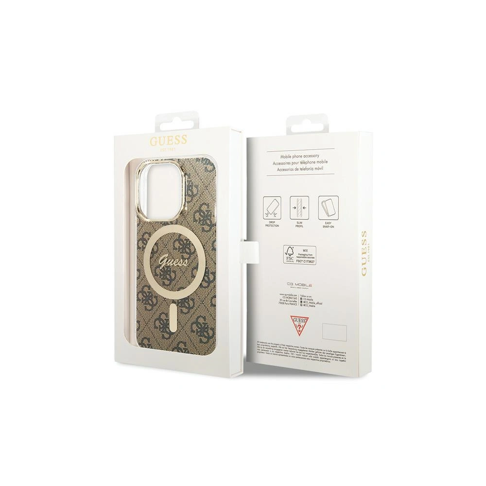 Case Guess GUHMP15LH4STW Apple iPhone 15 Pro Hardcase IML 4G MagSafe braun/brown